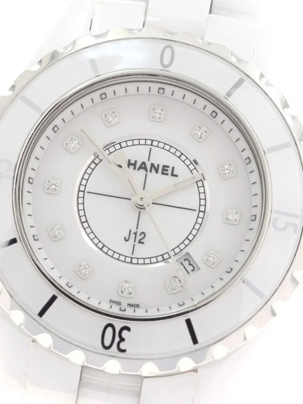 CHANEL J12 H1628 White ceramic 12P diamond white Dial Quartz Ladies Watch_960598